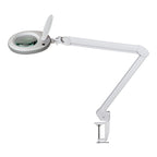 Lampa z lupą Lumeno 721X w kolorze szarym z zaciskiem stołowym, widok ogólny