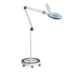 Lumeno LED magnifying lamp 851X with mobile rolling stand - flexible positioning for cosmetics, nail design and foot care with 5-step dimmable LED light