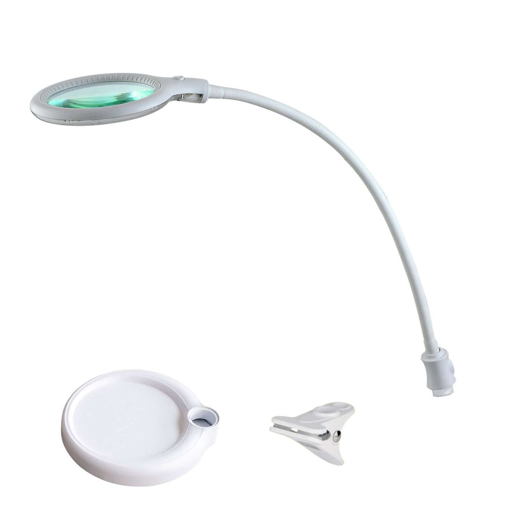 Lumeno 6803 LED clamp lamp in white, overall view