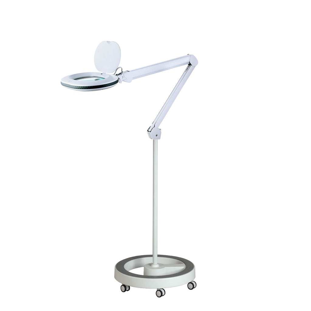 Lumeno 8615 magnifying lamp with rubber ring on rolling stand 6159