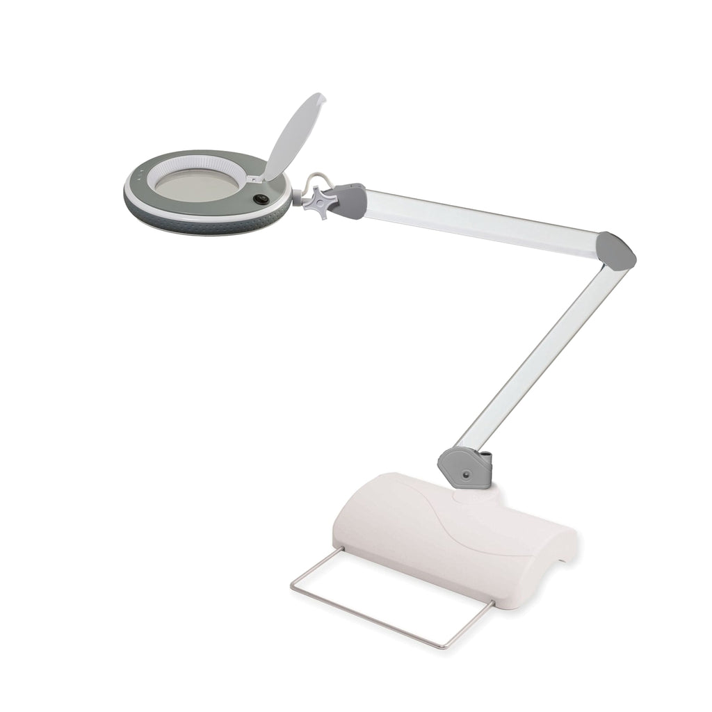 Lumeno 8215 magnifying lamp in grey with 5 dioptres on table stand 6180