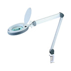 Lumeno LED magnifying lamp 851X with flexible swivel arm in grey - precision magnifying lamp with 152 mm crystal-clear glass lens and dimmable light